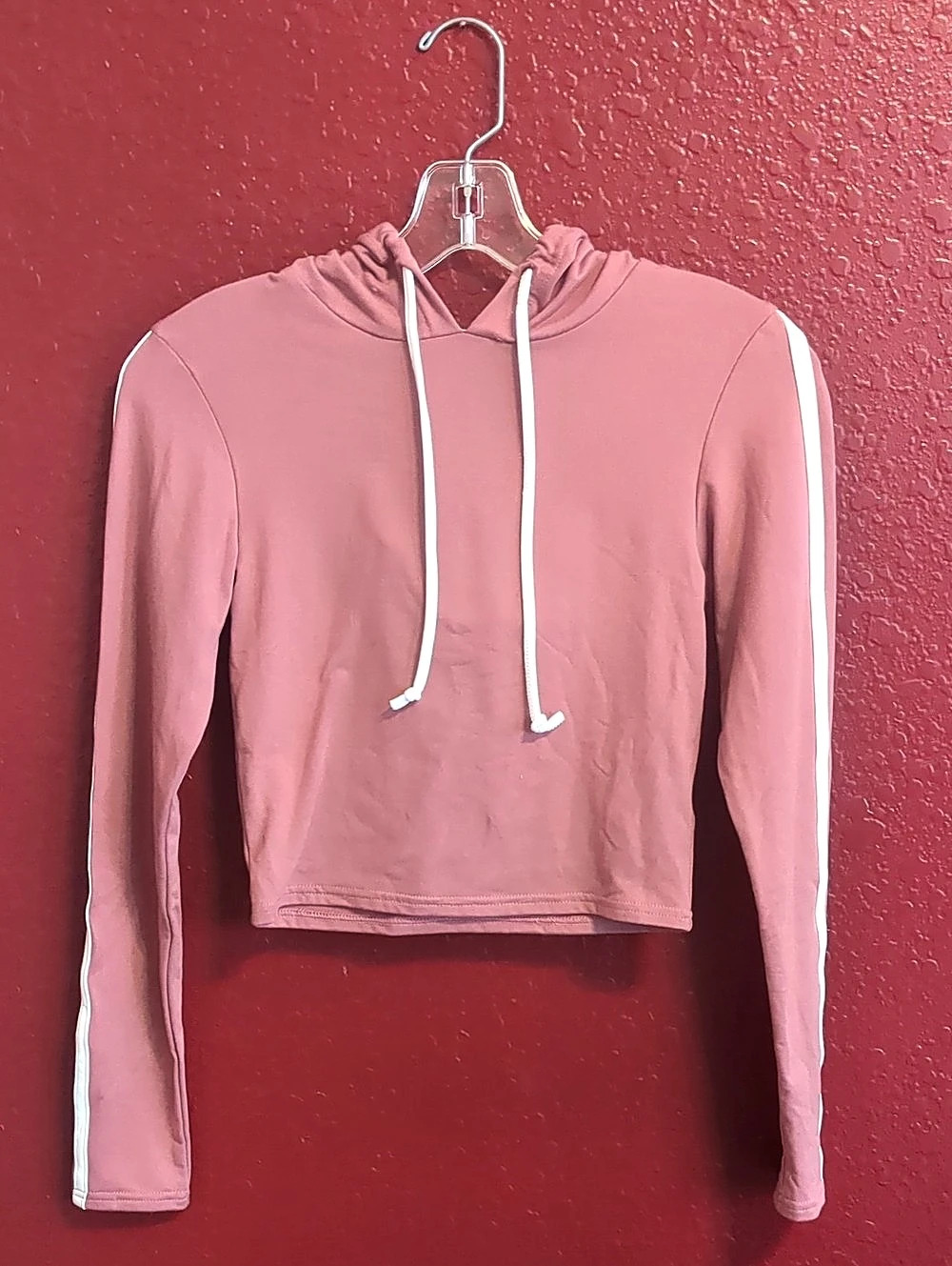 Womens Charlotte Russe Cropped Hoodie Drawstrings in Pink Size Small New